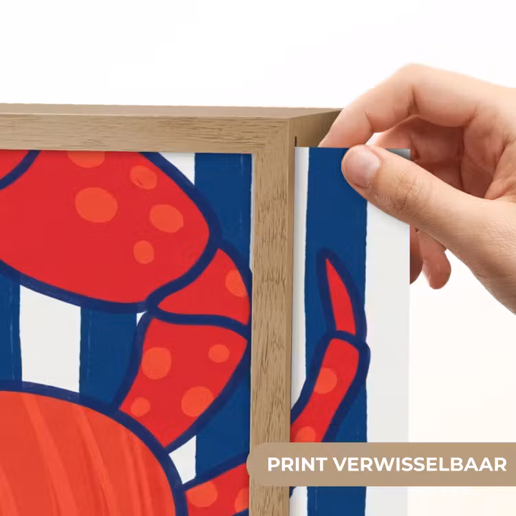 Krab - Strepen - Zeeleven - Illustratie - Rood Light Box met batterij (Wandlamp) middel -USP_websiteprintNL
