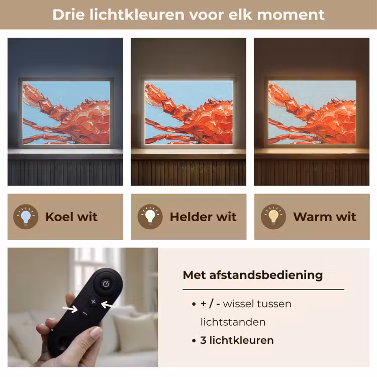 Krab - Zee - Dieren - Abstract - Rood Light Box met batterij (Wandlamp) middel -USP_lichtkleurNL