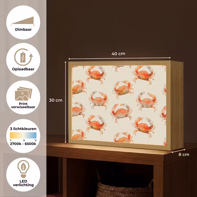 Krabben - Patroon - Oranje Light Box met batterij (Wandlamp) middel 907 -USP_websiteoverzichtNL