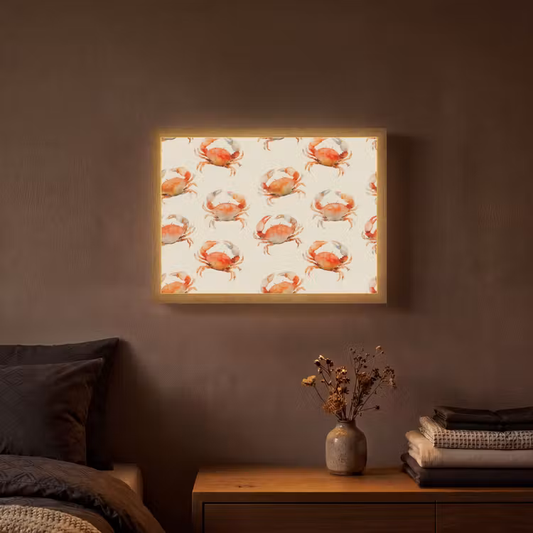 Krabben - Patroon - Oranje Light Box met batterij (Wandlamp) middel 907 -sfeer4