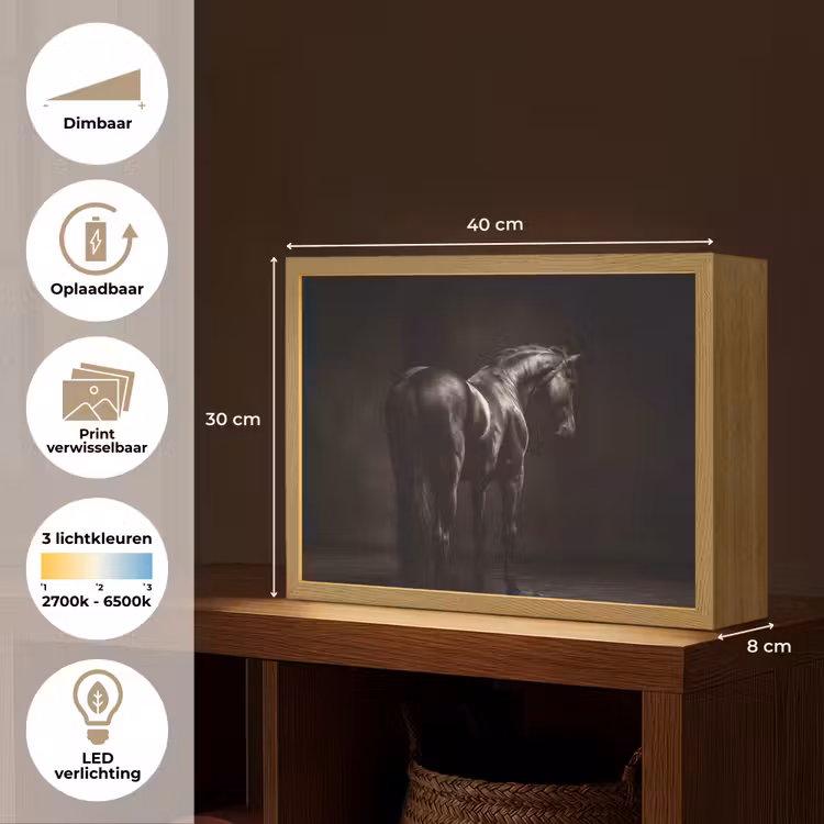Krachtig - Paard - Donker Light Box met batterij (Wandlamp) middel -USP_websiteoverzichtNL