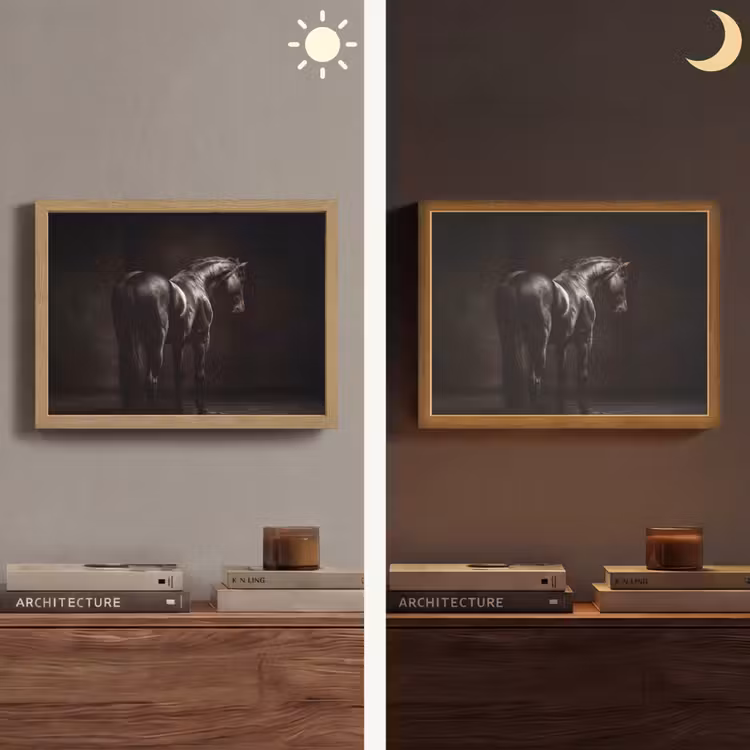 Krachtig - Paard - Donker Light Box met batterij (Wandlamp) middel -sfeer3