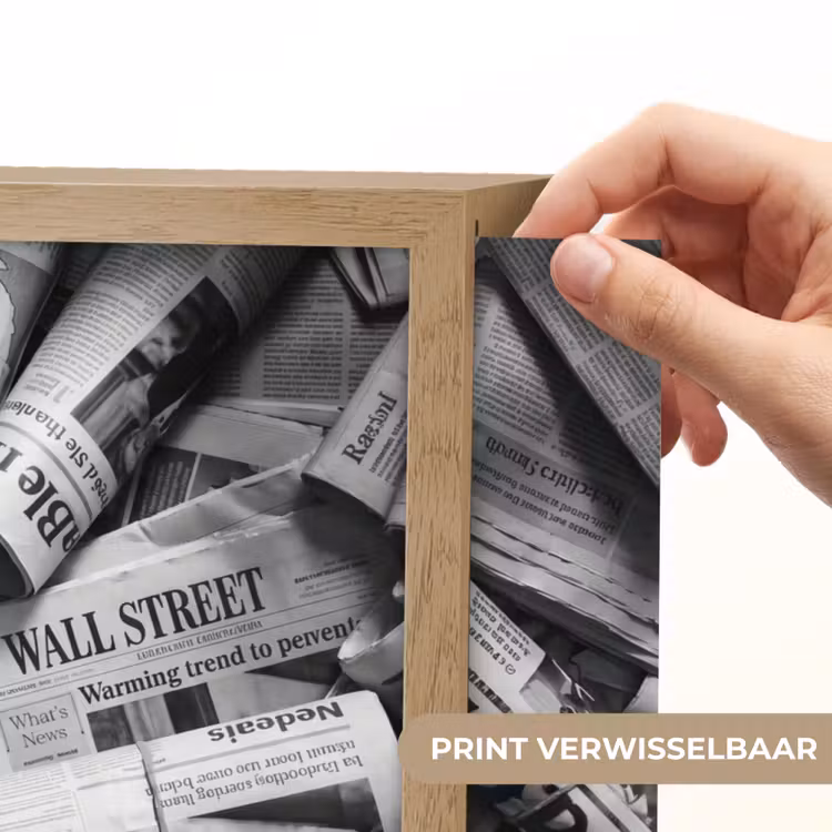 Krant - Stapel - Nieuws - Zwart-wit Light Box met batterij (Wandlamp) middel -USP_websiteprintNL