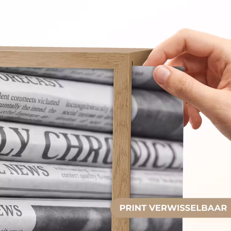 Krant - Stapel - Nieuws - Zwart-wit - Media Light Box met batterij (Wandlamp) middel -USP_websiteprintNL
