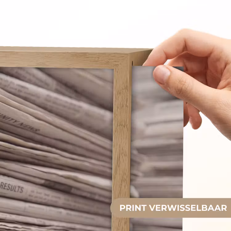 Kranten - Stapel - Nieuws - Vintage - Beige Light Box met batterij (Wandlamp) middel -USP_websiteprintNL