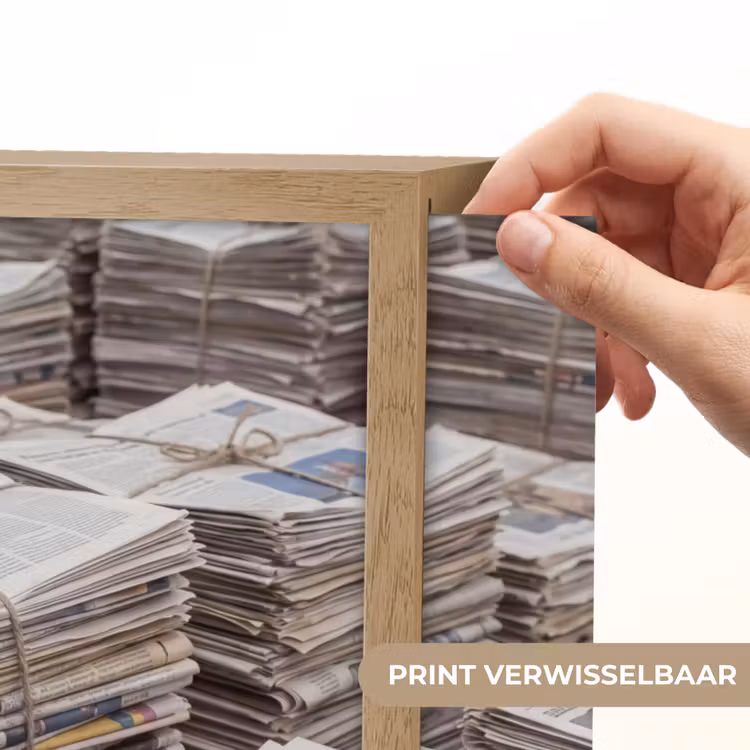 Kranten - Stapels - Touw - Informatie - Vintage Light Box met batterij (Wandlamp) middel -USP_websiteprintNL