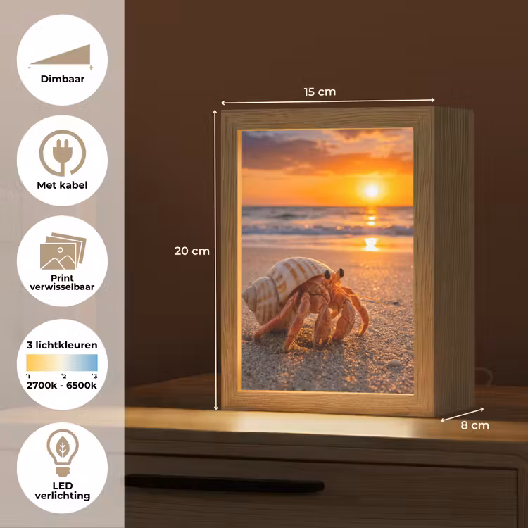 Kreeft - Strand - Natuur - Zonsondergang - Oranje Light Box met kabel (Wandlamp) klein -USP_websiteoverzichtNL