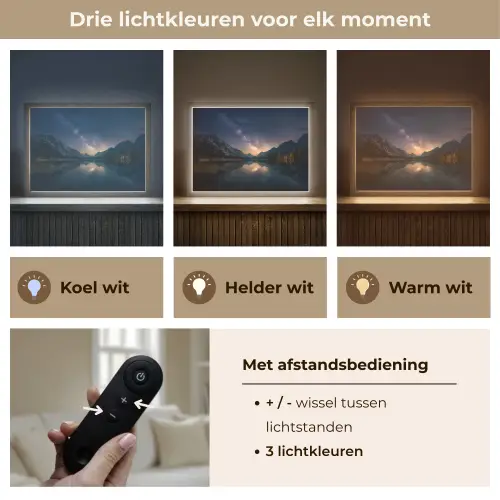 Kristalhelder meer - Bergen - Bergen Light Box met batterij (Wandlamp) middel -USP_lichtkleurNL