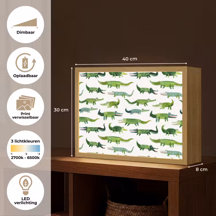 krokodillen - Speels - Groen Light Box met batterij (Wandlamp) middel 907 -USP_websiteoverzichtNL
