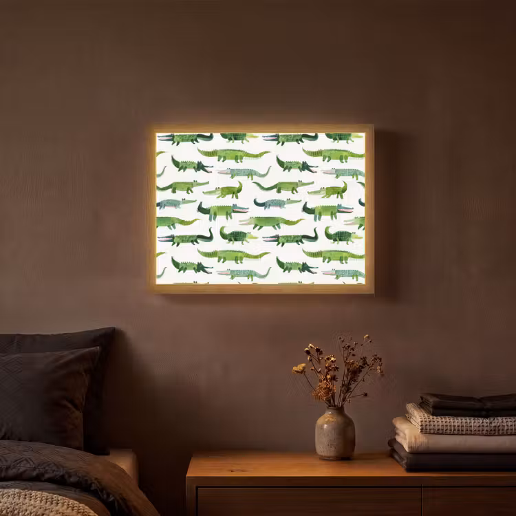 krokodillen - Speels - Groen Light Box met batterij (Wandlamp) middel 907 -sfeer4