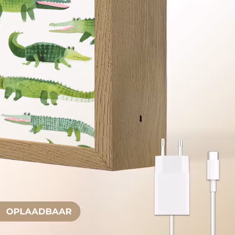 krokodillen - Speels - Groen Light Box met batterij (Wandlamp) middel 907 -USP_websiteoplaadbaarNL