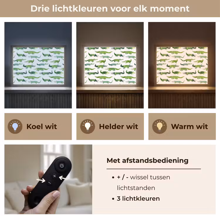 krokodillen - Speels - Groen Light Box met batterij (Wandlamp) middel 907 -USP_lichtkleurNL