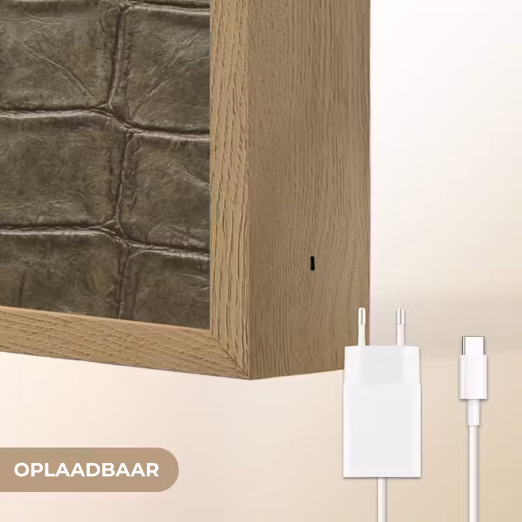 Krokodillenleer - Structuur - Groen Light Box met batterij (Wandlamp) middel -USP_websiteoplaadbaarNL