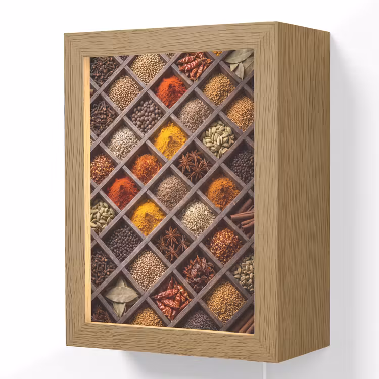 Lightbox - Wandlamp - Kruiden - Houten - Eten - Kruiden - Houten - Eten Light Box met kabel (Wandlamp) klein