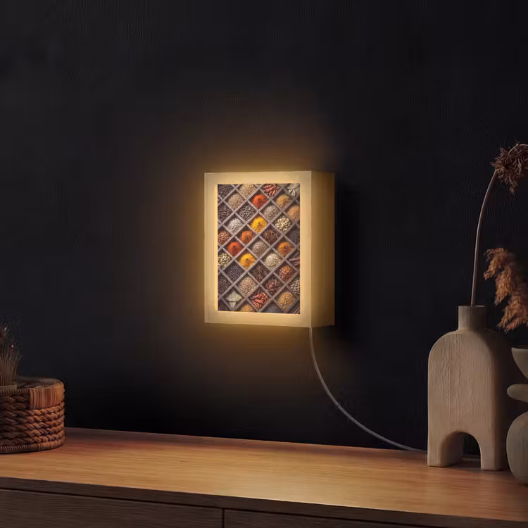 Lightbox - Wandlamp - Kruiden - Houten - Eten - Kruiden - Houten - Eten Light Box met kabel (Wandlamp) klein