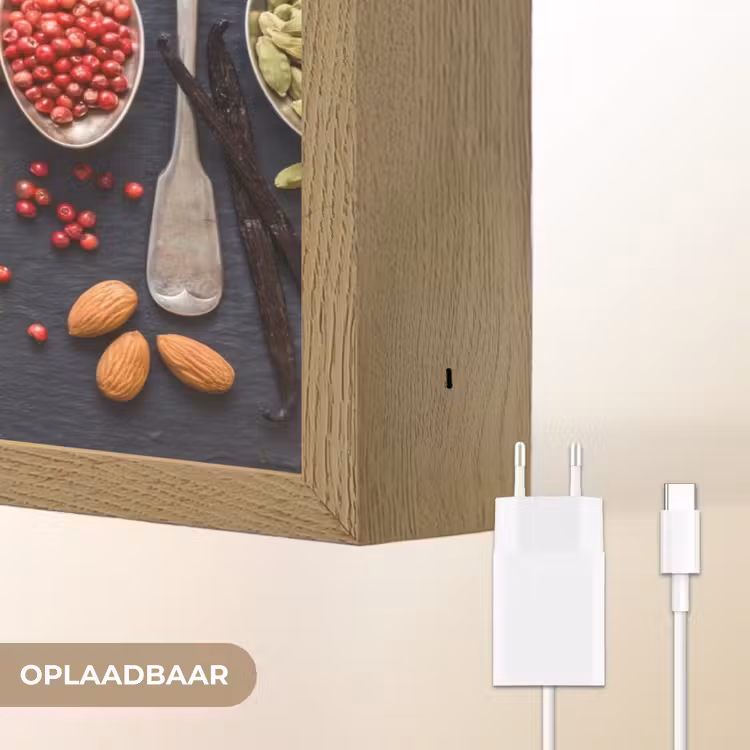 Kruiden - Lepels - Culinair - Kleurrijk - Sfeervol Light Box met batterij (Wandlamp) middel -USP_websiteoplaadbaarNL