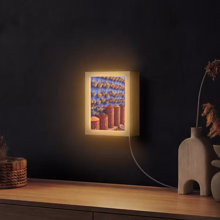 Lightbox - Wandlamp - Kruiden - Manden - Markt - Kruiden - Manden - Markt Light Box met kabel (Wandlamp) klein