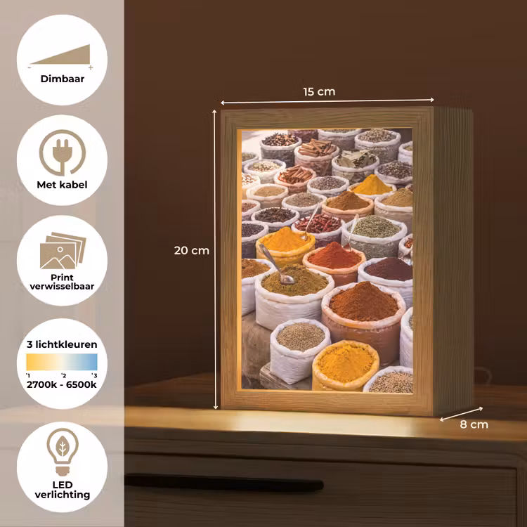 Lightbox - Wandlamp - Kruiden - Markt - Eten - Kruiden - Markt - Eten Light Box met kabel (Wandlamp) klein
