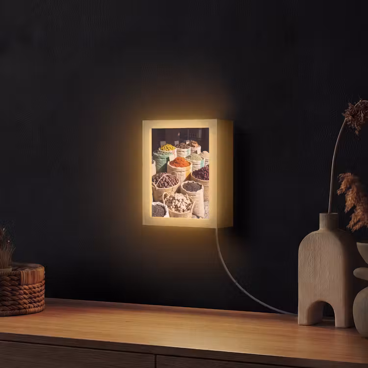 Lightbox - Wandlamp - Kruiden - Markt - Kleurrijk - Kruiden - Markt - Kleurrijk Light Box met kabel (Wandlamp) klein