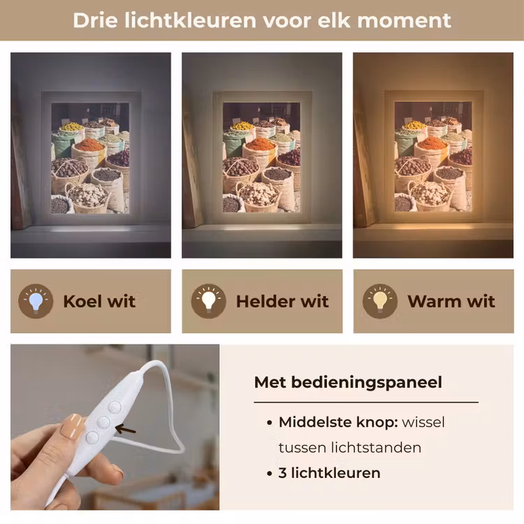 Lightbox - Wandlamp - Kruiden - Markt - Kleurrijk - Kruiden - Markt - Kleurrijk Light Box met kabel (Wandlamp) klein