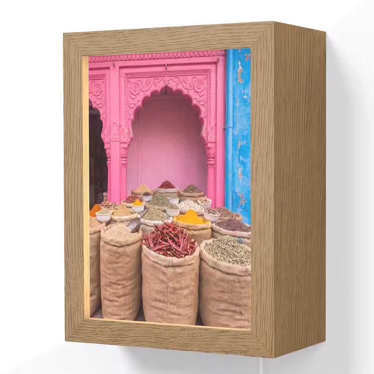 Lightbox - Wandlamp - Kruiden - Markt - Roze - Kruiden - Markt - Roze Light Box met kabel (Wandlamp) klein