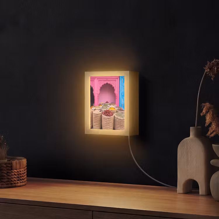 Lightbox - Wandlamp - Kruiden - Markt - Roze - Kruiden - Markt - Roze Light Box met kabel (Wandlamp) klein