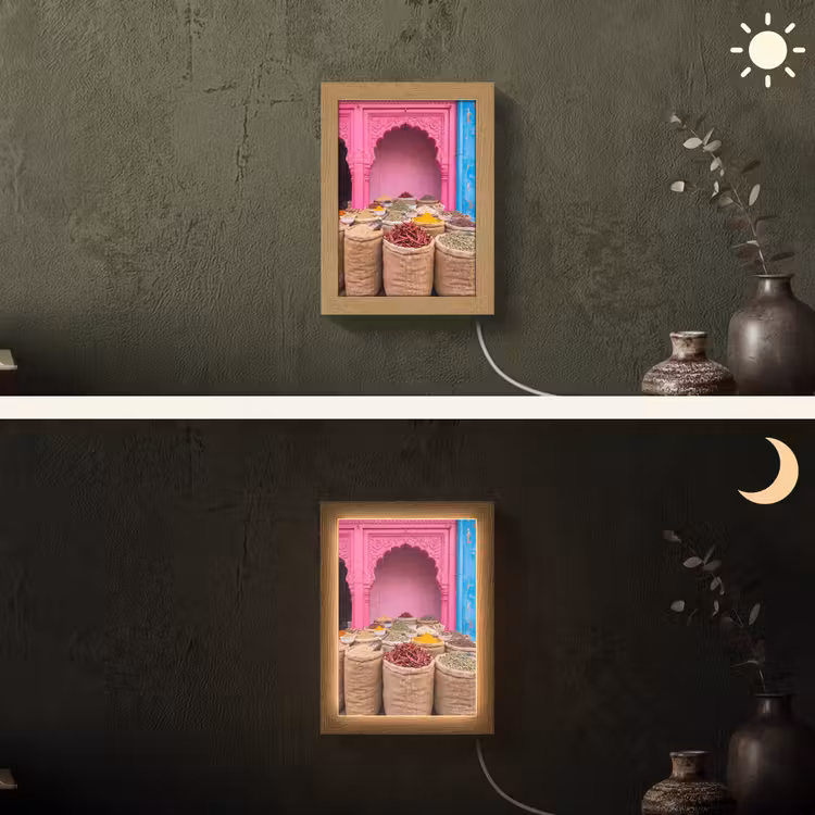 Lightbox - Wandlamp - Kruiden - Markt - Roze - Kruiden - Markt - Roze Light Box met kabel (Wandlamp) klein
