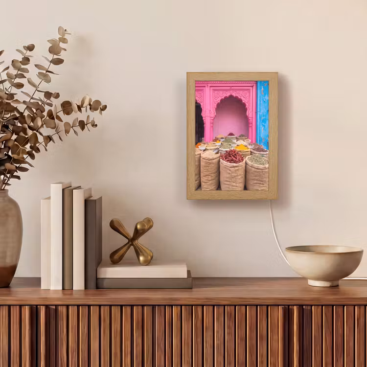 Lightbox - Wandlamp - Kruiden - Markt - Roze - Kruiden - Markt - Roze Light Box met kabel (Wandlamp) klein
