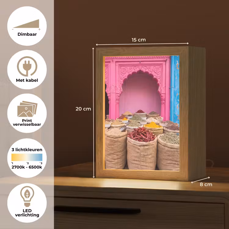 Lightbox - Wandlamp - Kruiden - Markt - Roze - Kruiden - Markt - Roze Light Box met kabel (Wandlamp) klein