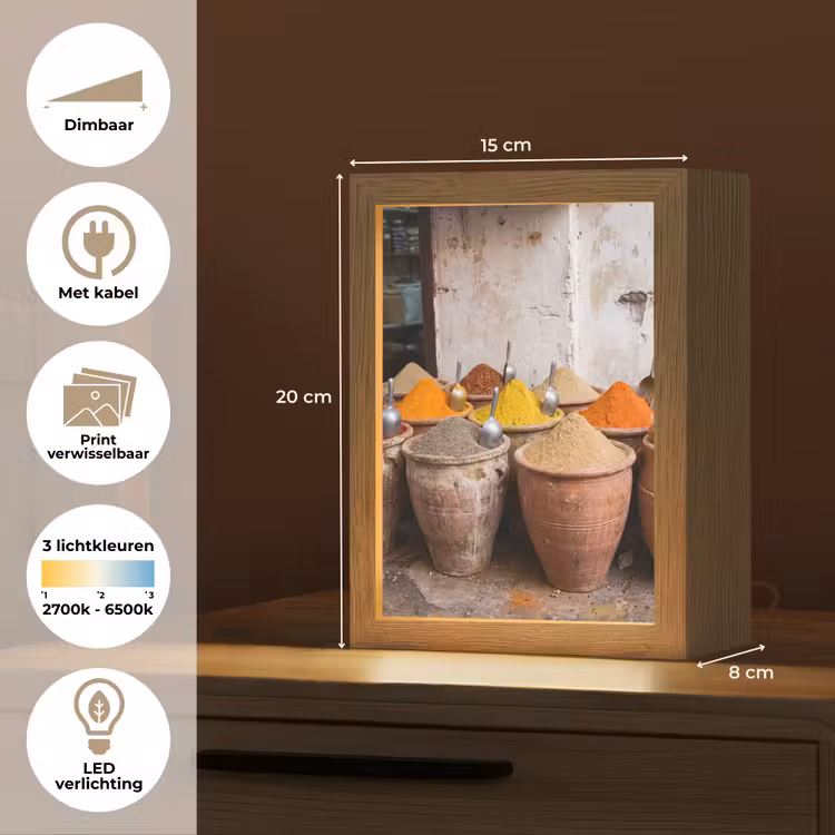 Lightbox - Wandlamp - Kruiden - Potten - Oosters - Kruiden - Potten - Oosters Light Box met kabel (Wandlamp) klein