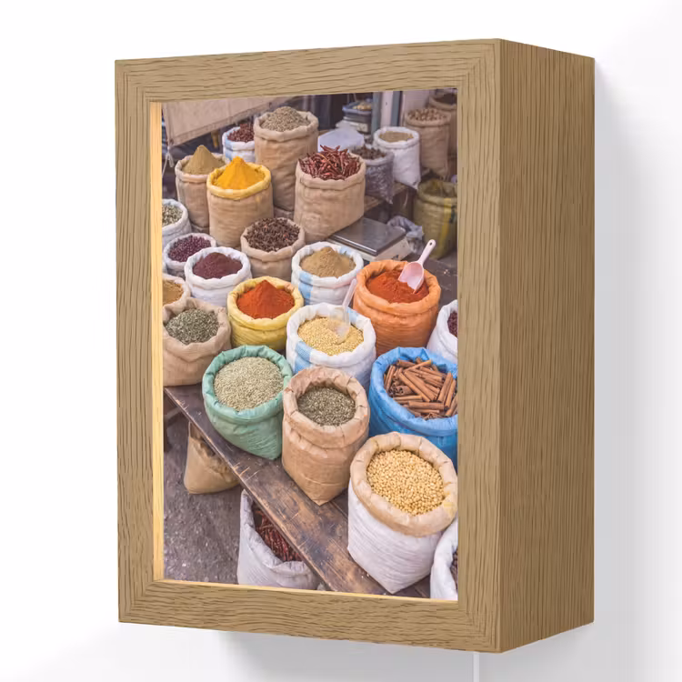 Lightbox - Wandlamp - Kruiden - Zakken - Markt - Kruiden - Zakken - Markt Light Box met kabel (Wandlamp) klein