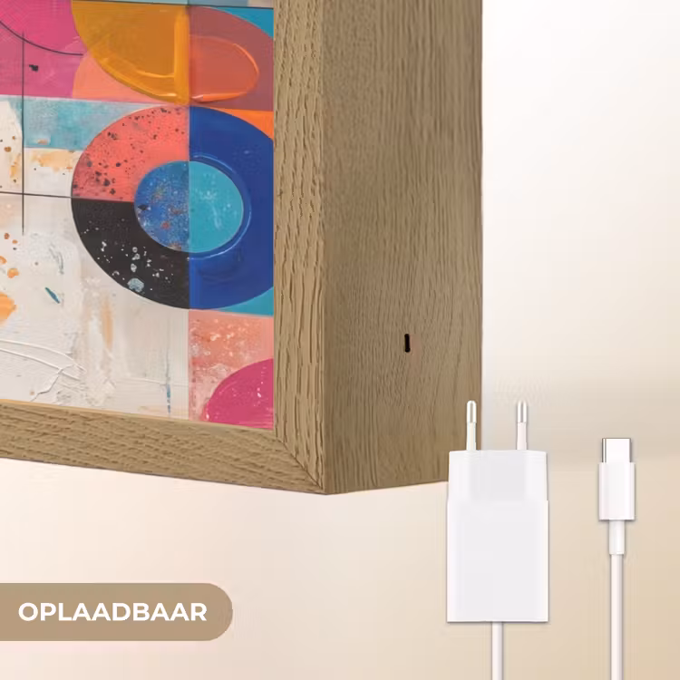 Kunst - Geometrisch - Abstract - Kleurrijk Light Box met batterij (Wandlamp) middel -USP_websiteoplaadbaarNL