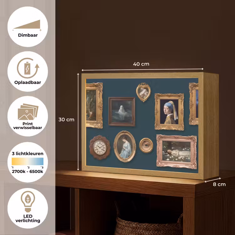 Kunst - Schilderijen - Decoratie - Klassiek - Groen Light Box met batterij (Wandlamp) middel -USP_websiteoverzichtNL