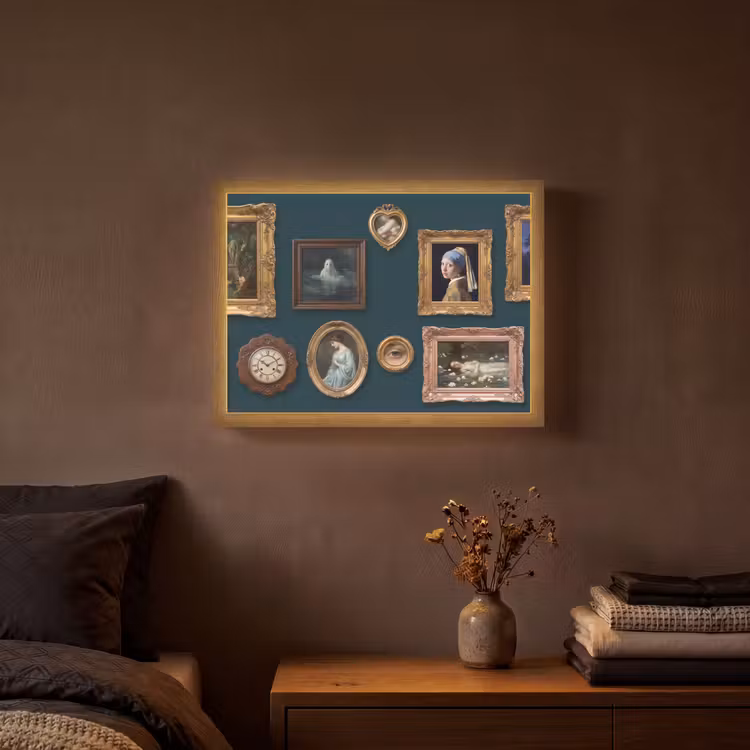 Kunst - Schilderijen - Decoratie - Klassiek - Groen Light Box met batterij (Wandlamp) middel -sfeer4