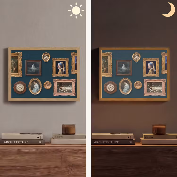 Kunst - Schilderijen - Decoratie - Klassiek - Groen Light Box met batterij (Wandlamp) middel -sfeer3