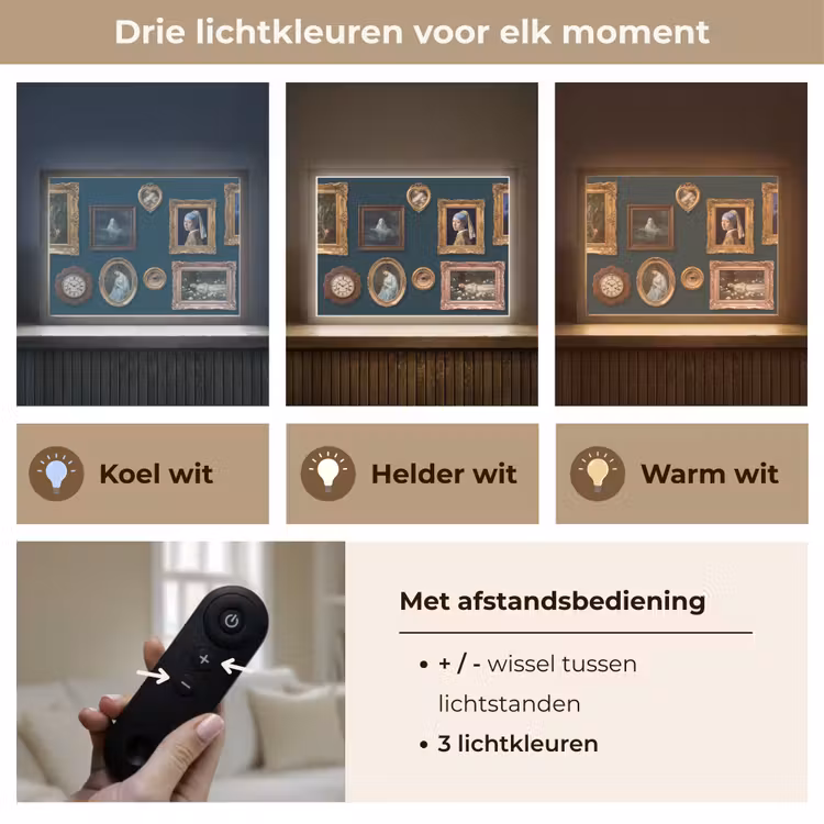 Kunst - Schilderijen - Decoratie - Klassiek - Groen Light Box met batterij (Wandlamp) middel -USP_lichtkleurNL