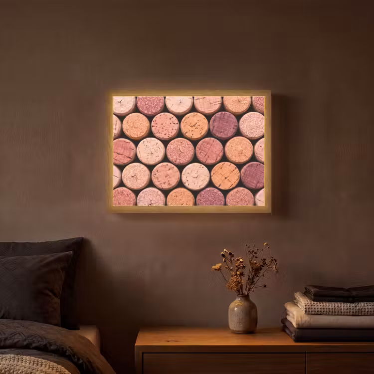 Kurk - Patroon - Abstract - Modern - Rood Light Box met batterij (Wandlamp) middel -sfeer4