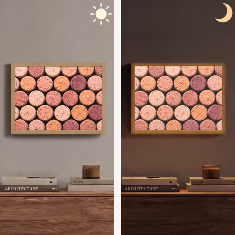Kurk - Patroon - Abstract - Modern - Rood Light Box met batterij (Wandlamp) middel -sfeer3
