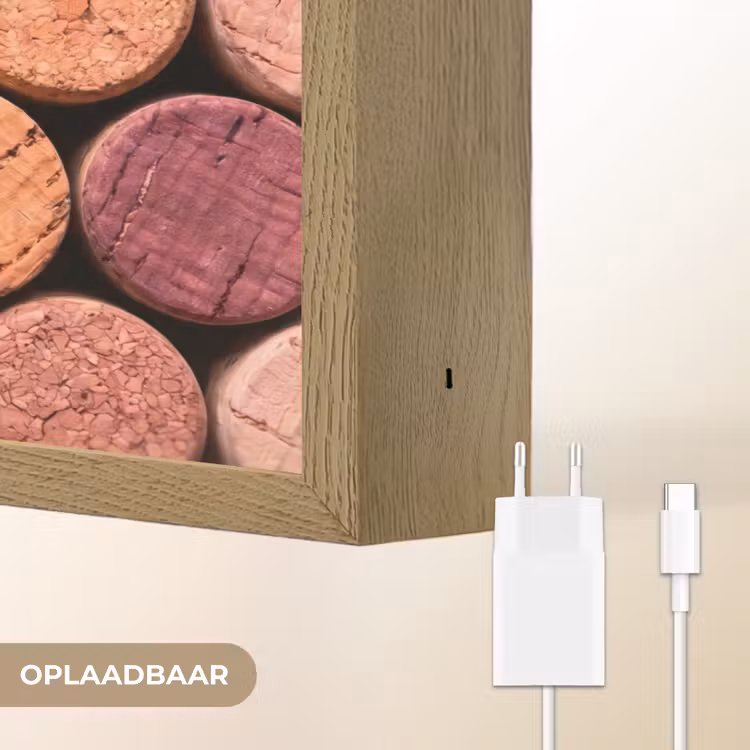 Kurk - Patroon - Abstract - Modern - Rood Light Box met batterij (Wandlamp) middel -USP_websiteoplaadbaarNL