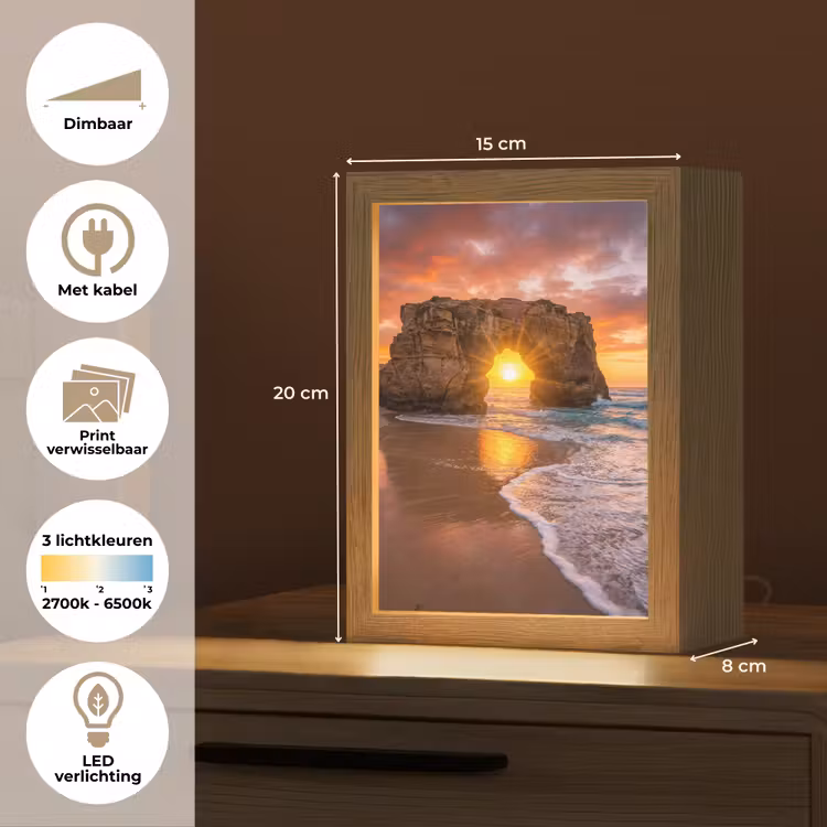 Kust - Rots - Zonsondergang - Zee - Natuur Light Box met kabel (Wandlamp) klein -USP_websiteoverzichtNL