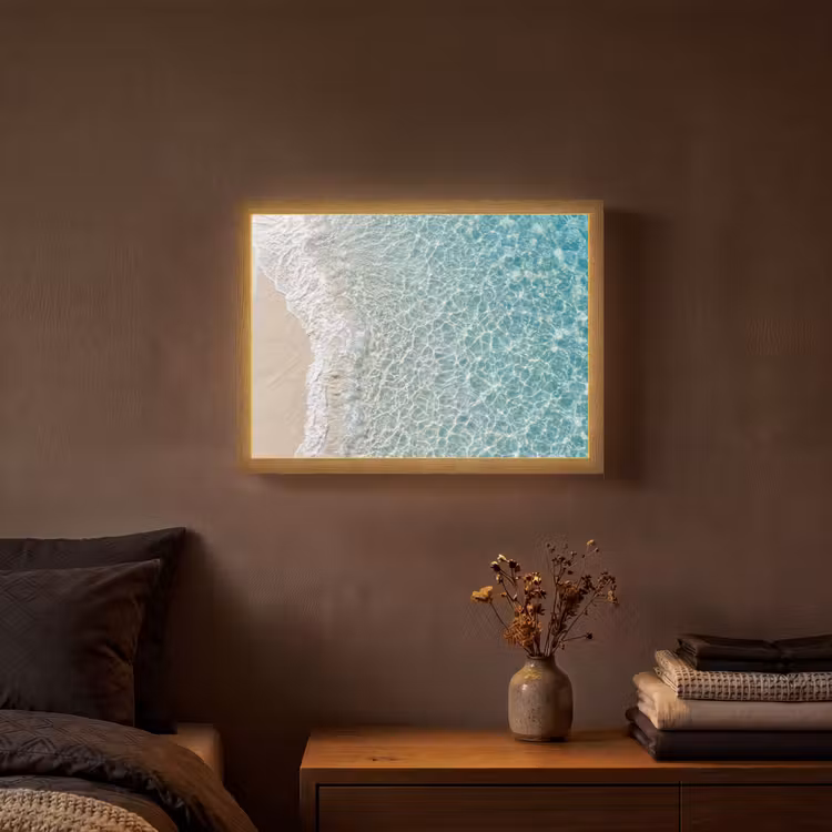 Kust - Zand - Blauw Light Box met batterij (Wandlamp) middel -sfeer4