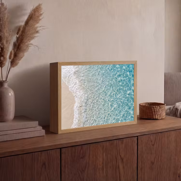 Kust - Zand - Blauw Light Box met batterij (Wandlamp) middel -sfeer2
