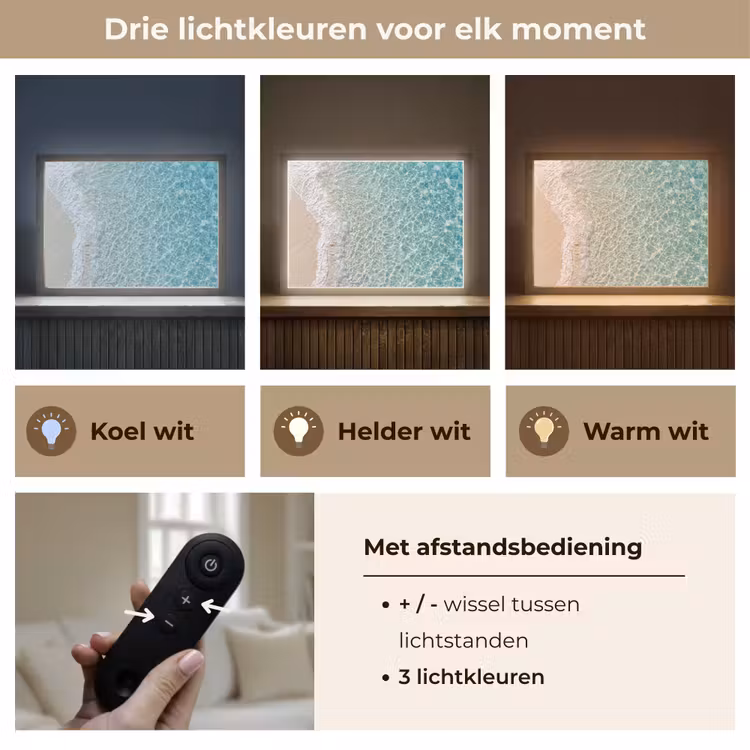 Kust - Zand - Blauw Light Box met batterij (Wandlamp) middel -USP_lichtkleurNL