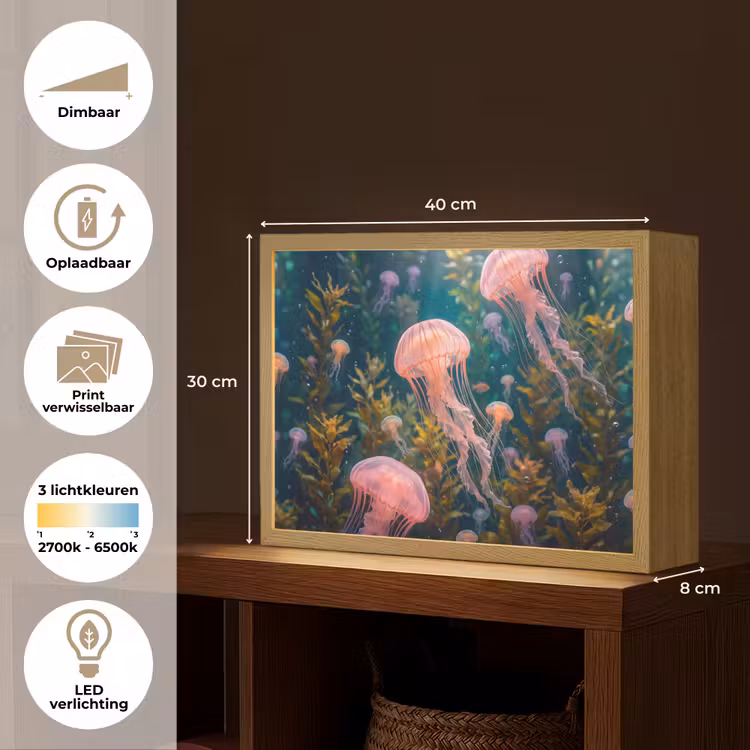 Kwal - Roze - Onderwater - Zeeleven - Dieren Light Box met batterij (Wandlamp) middel -USP_websiteoverzichtNL