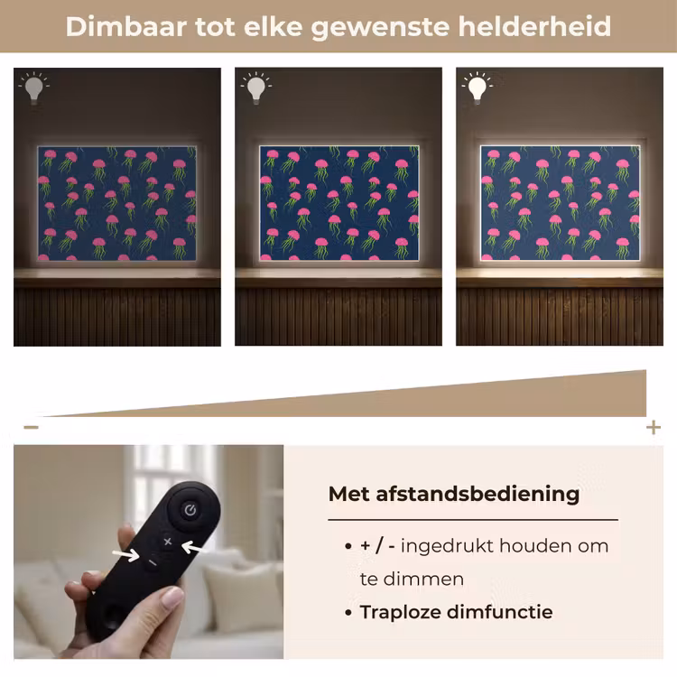 Kwallen - Diepzee - Neon Light Box met batterij (Wandlamp) middel 907 -USP_dimbaarNL