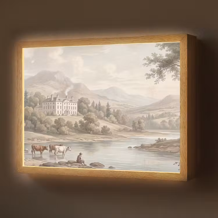Landhuis - Rivier - Vee Light Box met batterij (Wandlamp) middel -z3d_website