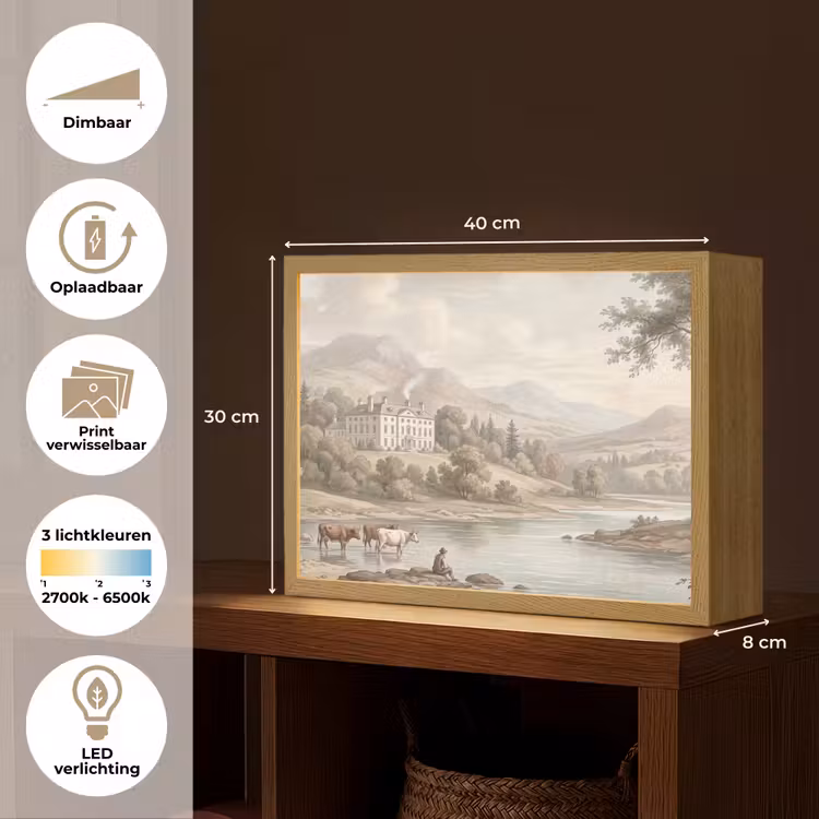 Landhuis - Rivier - Vee Light Box met batterij (Wandlamp) middel -USP_websiteoverzichtNL