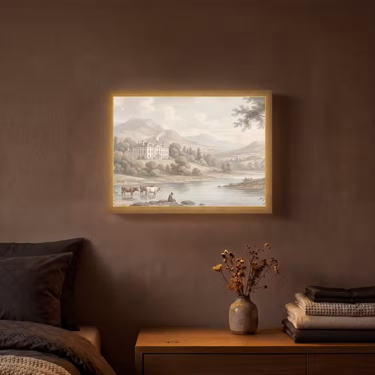 Landhuis - Rivier - Vee Light Box met batterij (Wandlamp) middel -sfeer4