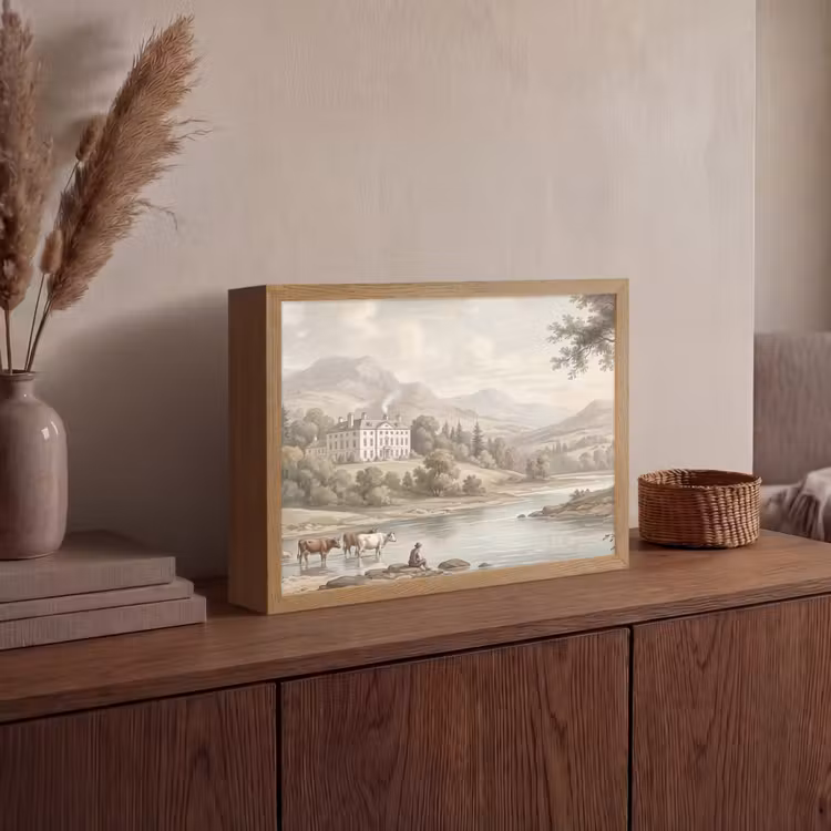 Landhuis - Rivier - Vee Light Box met batterij (Wandlamp) middel -sfeer2