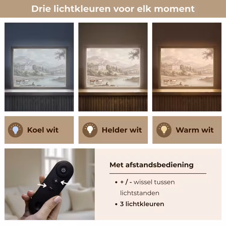 Landhuis - Rivier - Vee Light Box met batterij (Wandlamp) middel -USP_lichtkleurNL